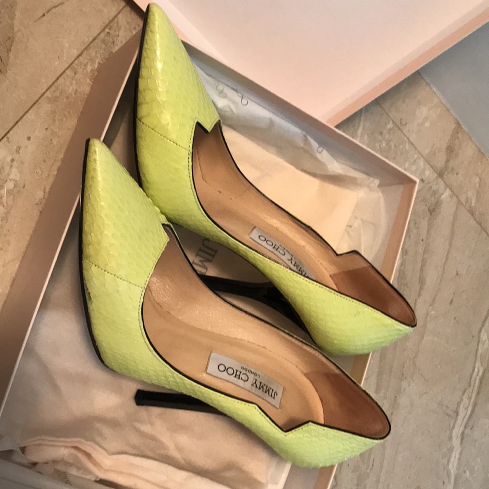 Jimmy Choo Elaphe Size 39 1/2 Color Lemon - image 3